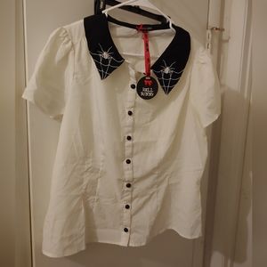 Hell bunny Spiderweb Peter pan shirt 2XL